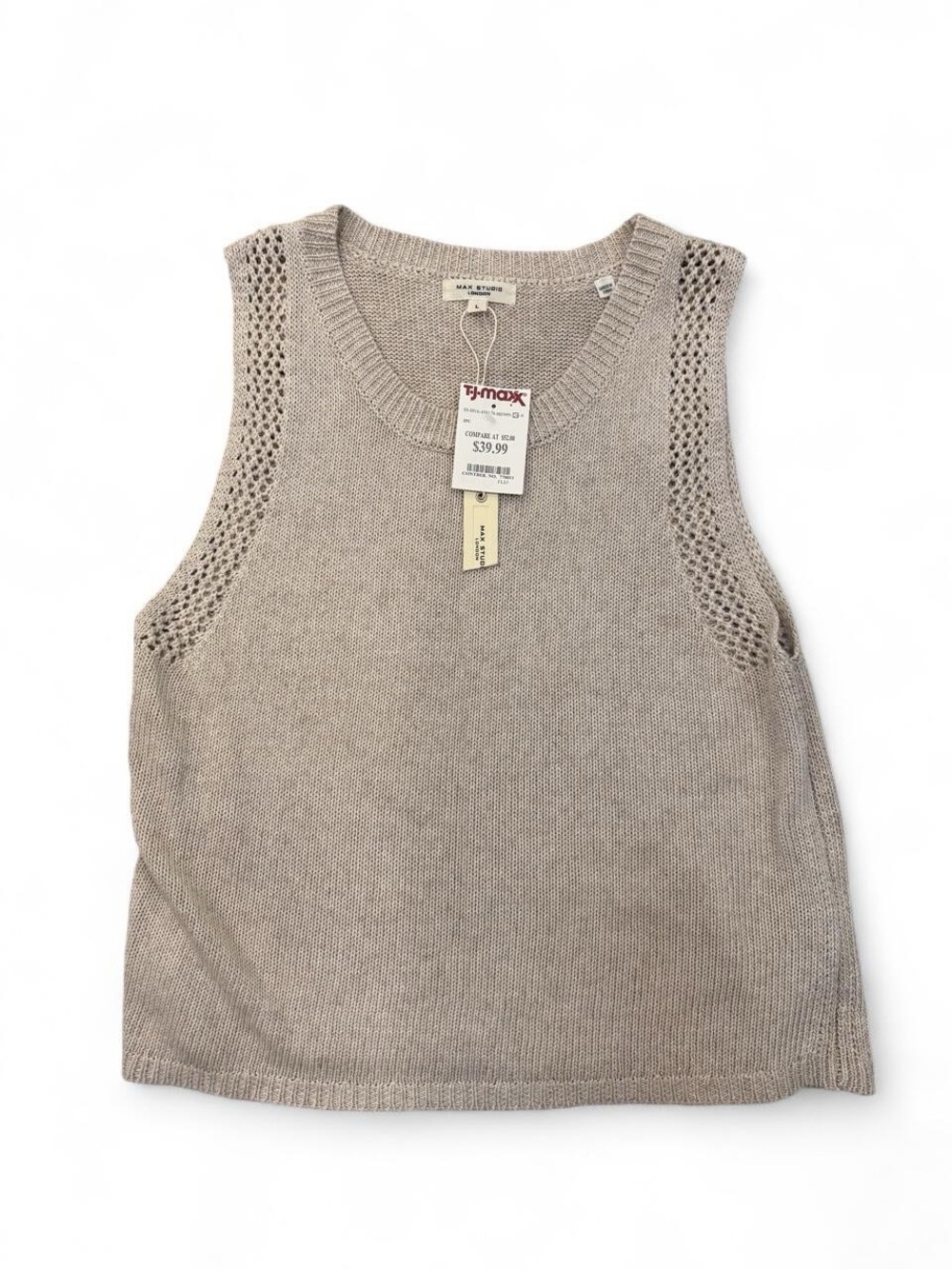 Max Studio Knit Sleeveless Sweater Tank in Oatmeal